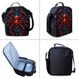 Style 7 3 Piece Spider Print School Bag Set - Large Capacity Polyester Backpack, Insulated Lunch Bag V888-ELOSUNG56268-3