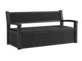 Gardeon Outdoor Storage Box Bench 254L Resin Armset Backrest Lockable Black ODF-OSB-ARM-PP-BK