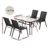 Gardeon 5PC Outdoor Dining Set Table and Chairs Patio Furniture Bistro Set Garden Black FF-DINING-140-5PCS-BK