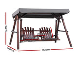 Gardeon Outdoor Wooden Swing Chair with Canopy Middle Table Charcoal GSC-W2S-CUP-CC-AB