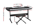 Alpha 61 Keys Electronic Piano Keyboard Digital Electric w/ Stand Stool Silver EK-JK-60-SL-H-B01