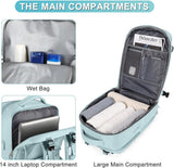 Blue Travel Backpack Cabin Bag with Dry Wet Sorting, 42 x 30 x 20 cm V1188-MS-325-0356