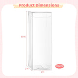 100PCS Clear Plastic Storage Boxes, 2" x 2" x 5.9" Transparent Present Boxes with Protective Film, V1192-AZ-W-18360