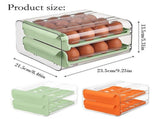 1Pc Egg for Refrigerator 32 Eggs, 2 Tier Clear Stackable Egg Holder with for Fridge, V1192-AZ-W-28063