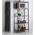 SOGA 5 Tier Steel Black Foldable Kitchen Cart Multi-Functional Shelves Portable Storage Organizer KITCHENXY003