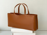 Brown Large Capacity Tote Bag - Minimalist PU Leather Handbag for Daily Commute V888-ELOSUNG23243