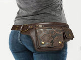 Printed Handmade Multi-functional Waist Bag Adjustable for Chest Bag Use, Retro Print Multi-buckle V1232-YHKB002