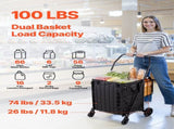 Shopping Cart, Folding Grocery Utility Cart with Dual Baskets, Waterproof Liner & Wheels, 45 KG V952-XYC2ZDSTCSJSJVKLW001V0