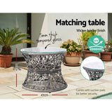 Gardeon Outdoor Lounge Setting Papasan Chair Wicker Table Garden Furniture Grey ODF-PAPASAN-CHTB-GE