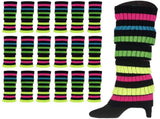 24x Womens Leg Warmers Disco Winter Knit Dance Party Crochet Legging Socks Costume - Rainbow with V563-BR-24LEGWARMS-RNBWBLK