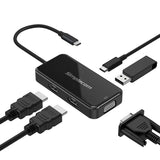 Simplecom DA451 5-in-1 USB-C Multiport Adapter MST Hub with VGA and Dual HDMI V1202-V2-HXSI-DA451