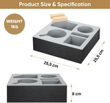Wooden Couch Cup Holder Tray with Soft Silicone & Rotatable Phone Holder for Storaging Drinks & V178-36125