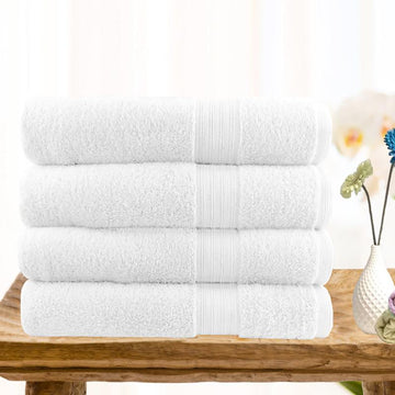 4 piece ultra light cotton bath towels in white V517-STBT4-W