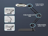 2-in-1 Black LED Magnifier Desk Lamp With Base and Clip - Hands-Free, Dimmable 3-Color Light for V888-ELOSUNG393010