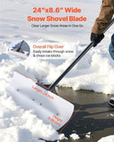 Snow Pusher Shovel, 61 cm Wide Outdoor Snowplow Shovel with Ergonomic Grip, HDPE Plastic Blade, V952-WLKSL2025INC5GA89001V0