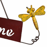 Hanging Welcome Windmill w Bell Dragonfies 88cm V637-06985WEL