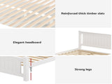 Artiss Bed Frame King Single Size Wooden Platform with 2 Storage Drawers White RIO WBED-D-004KS-107-DRAW
