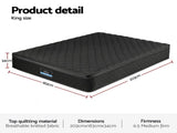 Giselle Bedding King Mattress 34cm Euro Top with 5-Zone Pocket Spring Support Black MATTRESS-E-MUSE-34-K