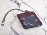 2 Pack Women's Mini Zip Card Holder & Coin Purse with Keychain - Khaki Magenta & Midnight Floral V888-ELOSUNG41460