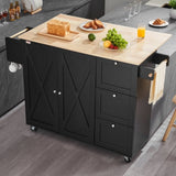VEVOR Kitchen Island Cart Rolling Storage Cabinet on Wheel with Drawer & Shelves V952-QFBYDKCFD3XJC3ZMWV0