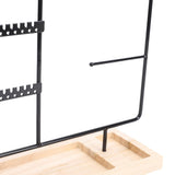 Jewelry Organizer Stand Metal Earring Holder Bracelet Necklace Display Rack with Wooden Base for V1294-YM0901-3117250138611