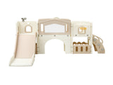 Keezi Kids Slide Set Toddler Indoor Playset With Drawing Board Beige KPS-SLIDE-BOARD-BE