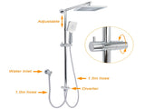 WELS Square Plastic Shower 8" Rainfall Head 3 Mode Handheld Sliding Rail Wall Arm Twin Taps V1233-HS002M4CSC842SS0801CPF0272A