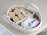Handmade Woven Cotton Rope Storage Basket, Divided Compartments & Portable Handle, Large Capacity V1232-CWL-BZ-002