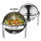 Roll Top Chafing Dish Buffet Set, 5.5L 2 Pack, Stainless Steel Chafer with 2 Full Size Pans, Round V952-QXKCLJTQX26QT6HT8V0
