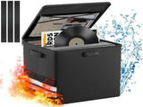 Record Storage Box with Lock,FireproofWater Resistant Record Organizer Storage for 100 Single V1192-AZ-W-5006