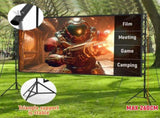 120 Inch Projector Screen with Stand & Carry Bag, 169 Foldable Movie Screen, 4K HD Compatible, V1181-AG-PROJECTOR