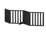 i.Pet Dog Gate Playpen Enclosure 4 Panels Pet Door Fence Wooden Play Pen Stair PET-GATE-WD-185X60-BK