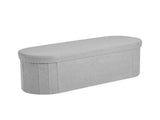 Oval Storage Ottoman Bench, Foldable Teddy Fleece End of Bed Bench, Folding Upholstered Bed Ottoman V952-BYWSZYKZDK40KOB06001V0
