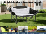 Weisshorn Camping Chair Double Folding Moon Chair Portable Seat 240KG CAMP-D-C-MOON-D-WHBK