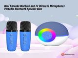 Mini Karaoke Machine and 2x Wireless Microphones Portable Bluetooth Speaker Blue V238-SUPDZ-41169082122320