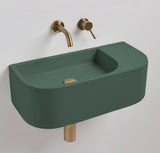 New Concrete Cement Wash Basin Counter Top Matte Lake Green Wall Hung Basin V549-6530CONDARKGREEN