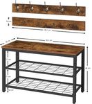 Industrial Design Entryway Shoe Rack with Coat Hooks Organizer V178-81689