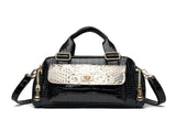 Black Luxurious Patterned Handbag Structured Top Handle Shoulder Bag Fashion Trend High-Gloss V888-ELOSUNG46374