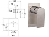 Brushed Nickel Bathroom Flat Lever Handle Shower Mixer Hot Cold Water Tap Valve V1233-KRS201N