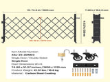 Single Folding Security Gate, Lockable Scissor Gate with 360 degree Swivel Casters, Outdoor V952-GZDZDAQM51575LJAZ001V0
