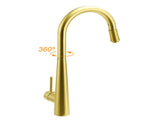 Round Brushed Gold Pull Out Kitchen Sink Tap Basin Mixer Faucet Flexible Spout V1233-KRD515G