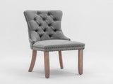 AADEN Modern Elegant Button-Tufted Upholstered Fabric with Studs Trim and Wooden legs Dining Side V226-SW6801GY