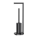 Freestanding Toilet Brush and Toilet Paper Holder Set Metal Bathroom Loo Brush Roll Stand with Round V1161-860069