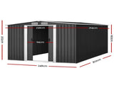 Giantz Garden Shed 2.58x3.14M w/Metal Base Sheds Outdoor Storage Workshop Shelter Sliding Door SHED-GAB-10X8X6-BS-ABC