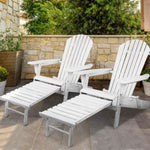 Gardeon 2PC Adirondack Outdoor Chairs Wood Foldable Sun Lounge Patio Furniture FF-BEACH-NTLCHOTTO-WH-2X