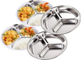 4 Pack Stainless Steel Divided Dinner Plates, 3 Compartment Round BPA Free Portion Trays For Kids V1237-ZY-807-068