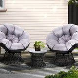Gardeon Outdoor Lounge Setting Furniture Wicker Papasan Chairs Table Patio Black ODF-PAPASAN-TBCHX2-BK