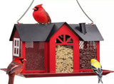 Charming House-Shaped Hanging Bird Feeder - Durable Metal Design for Wild Birds V888-ELOSUNG25685