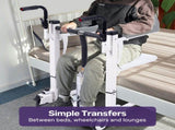 Equipmed Patient Lift Transfer Chair, Easy Hydraulic Height Adjustment, Shower Compatible, Over V219-HELTRNEQHT5A
