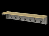 Levede Coat Rack Wall Mounted Shelf 7 Double Hooks Storage Entryway Hallway Grey DH1050-GY-AU
